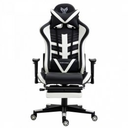 Fotel gamingowy rozkładany z podnóżkiem GHOST-SIX kolor czarno biały