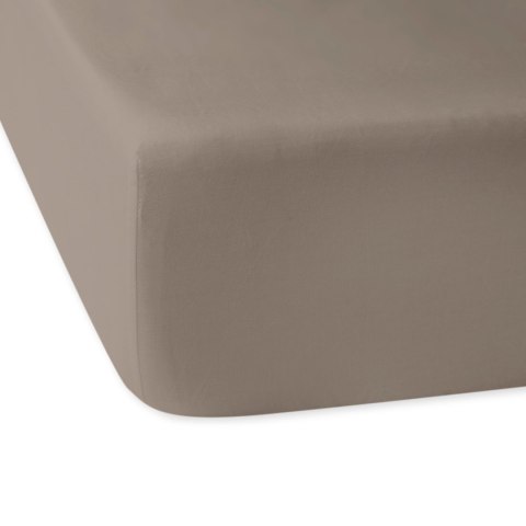 Prześcieradło satyna bawełniana z gumką ciemny beż 041/160x200