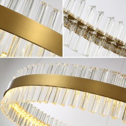 MONAKO piękny złoty żyrandol LED z kryształami 100cm owalny 11520