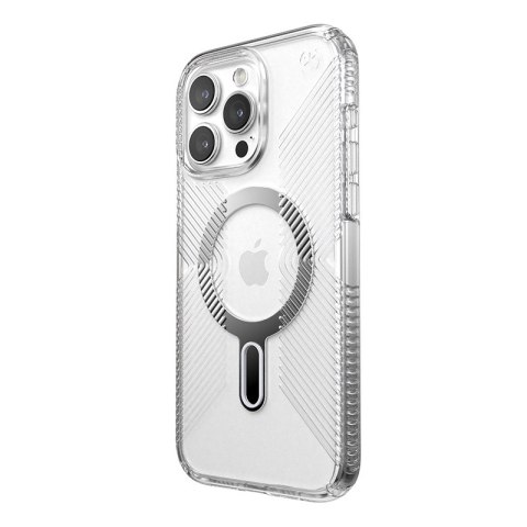 Speck Presidio Perfect-Clear Grip ClickLock & MagSafe - Etui iPhone 15 Pro Max (Clear / Chrome Finish / Serene Silver)