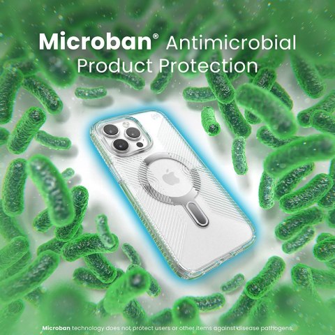 Speck Presidio Perfect-Clear Grip ClickLock & MagSafe - Etui iPhone 15 Pro Max (Clear / Chrome Finish / Serene Silver)