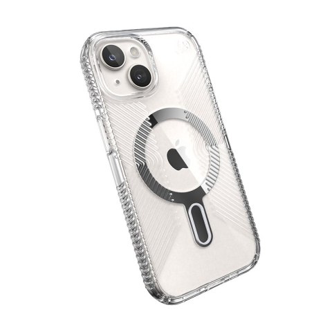 Speck Presidio Perfect-Clear Grip ClickLock & MagSafe - Etui iPhone 15 / iPhone 14 / iPhone 13 (Clear / Chrome Finish / Serene S