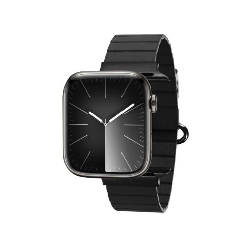 Crong Eclipse - Skórzany pasek magnetyczny Apple Watch 42/44/45/49 mm (czarny)