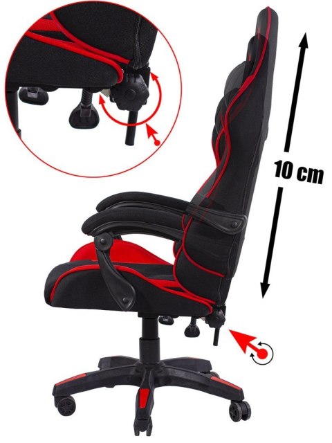 Fotel obrotowy gamingowy HERO RED PU