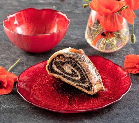 MISECZKA SZKLANA CZERWONA 15 cm SALATERKA MAK