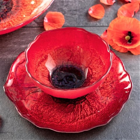 MISECZKA SZKLANA CZERWONA 15 cm SALATERKA MAK