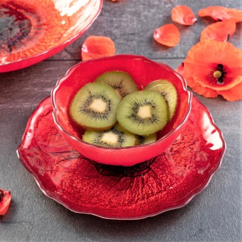 MISECZKA SZKLANA CZERWONA 15 cm SALATERKA MAK