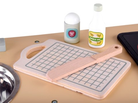 BIAŁO-SZARA interaktywna kuchnia drewniana dla dzieci + akcesoria ZA4126