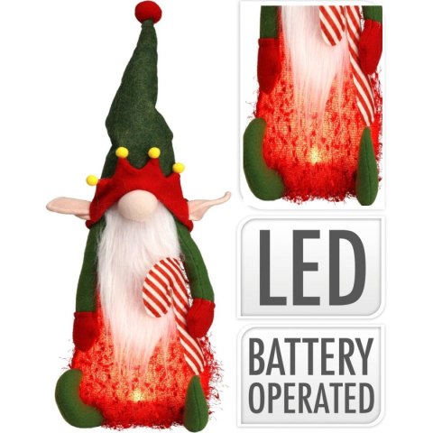 FIGURKA DEKORACYJNA PLUSZOWA ELF LED WYS 51CM
