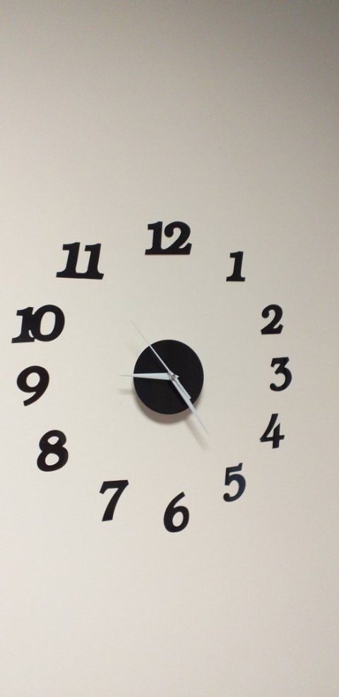 Zegar Ścienny naklejany DIY regulowany nowoczesny czarny 12 godzin