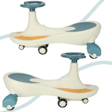 Jeździk grawitacyjny LED Swing Fix S4 świecące koła z muzyką grający 76cm niebiesko-biały max 100kg