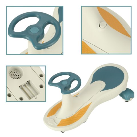 Jeździk grawitacyjny LED Swing Fix S4 świecące koła z muzyką grający 76cm niebiesko-biały max 100kg