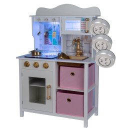 KUCHNIA DREWNIANA DLA DZIECI LAMPKI LED 60x30x84.5CM