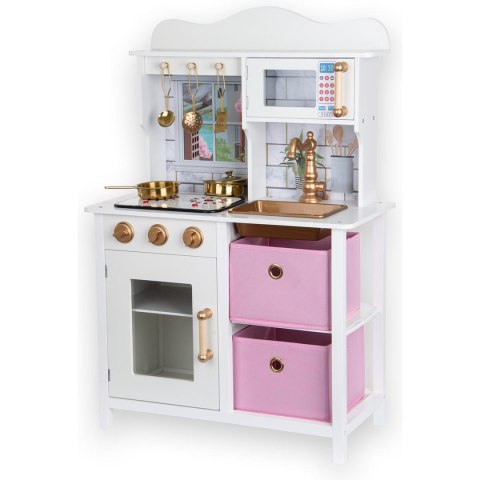 KUCHNIA DREWNIANA DLA DZIECI LAMPKI LED 60x30x84.5CM