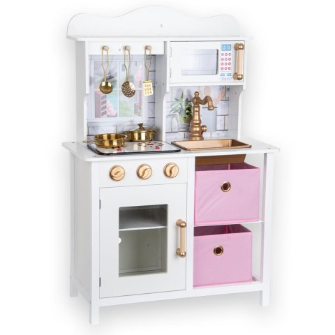 KUCHNIA DREWNIANA DLA DZIECI LAMPKI LED 60x30x84.5CM