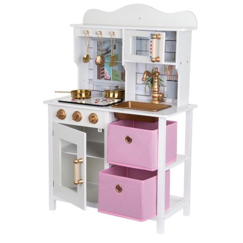 KUCHNIA DREWNIANA DLA DZIECI LAMPKI LED 60x30x84.5CM