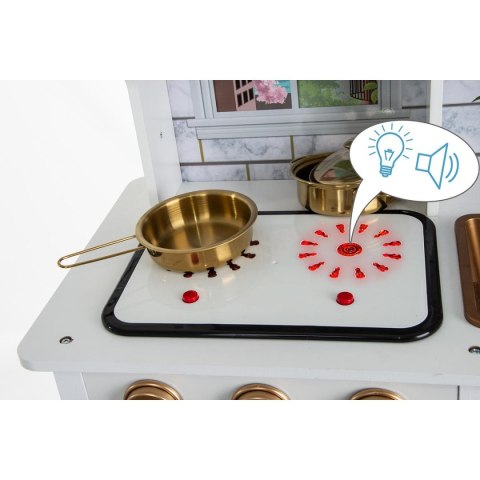 KUCHNIA DREWNIANA DLA DZIECI LAMPKI LED 60x30x84.5CM