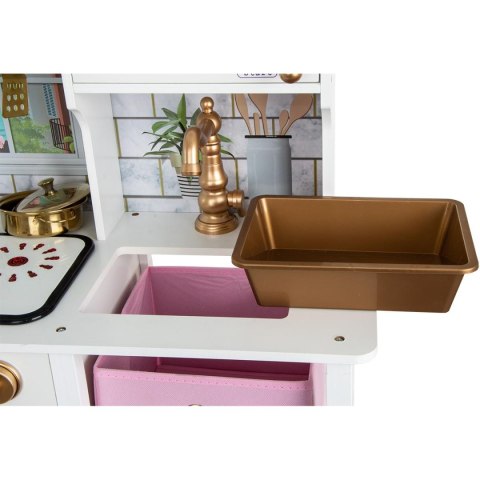 KUCHNIA DREWNIANA DLA DZIECI LAMPKI LED 60x30x84.5CM