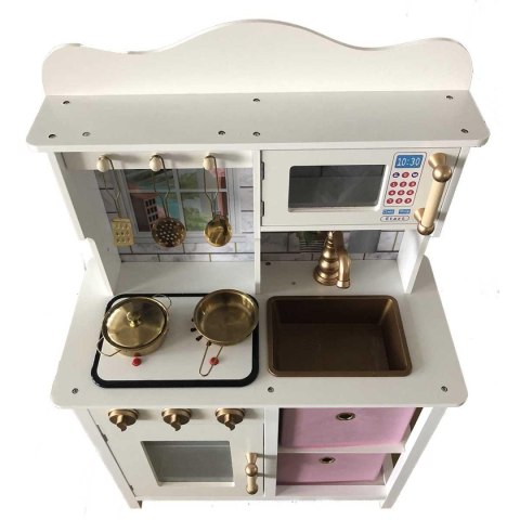 KUCHNIA DREWNIANA DLA DZIECI LAMPKI LED 60x30x84.5CM