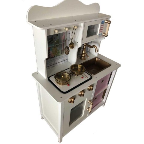 KUCHNIA DREWNIANA DLA DZIECI LAMPKI LED 60x30x84.5CM