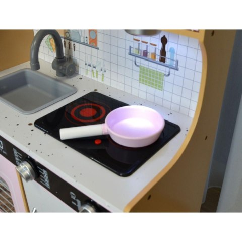 KUCHNIA DREWNIANA DLA DZIECI PODŚWIETLANE PALNIKI 87x30x83,5CM WOODEN