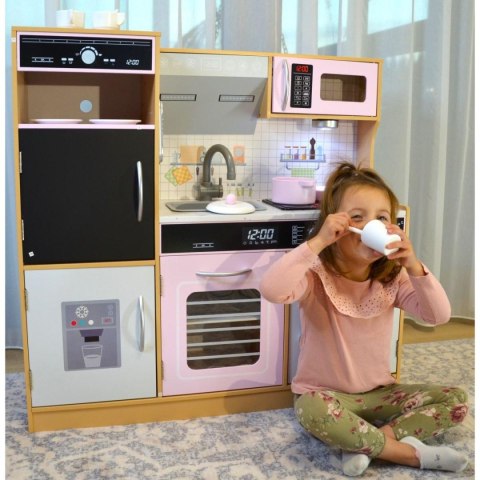 KUCHNIA DREWNIANA DLA DZIECI PODŚWIETLANE PALNIKI 87x30x83,5CM WOODEN