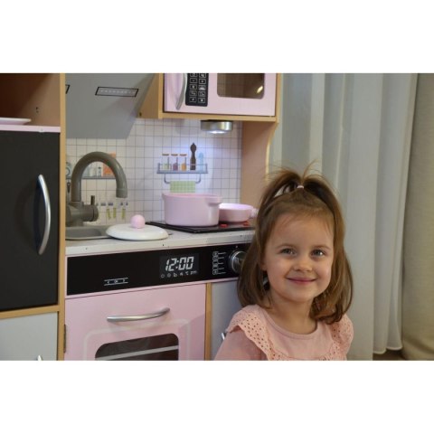 KUCHNIA DREWNIANA DLA DZIECI PODŚWIETLANE PALNIKI 87x30x83,5CM WOODEN