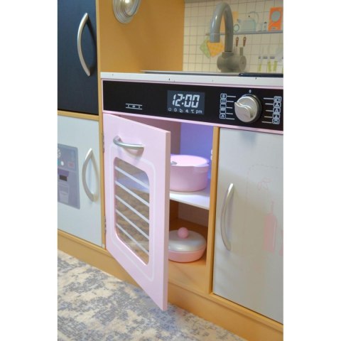 KUCHNIA DREWNIANA DLA DZIECI PODŚWIETLANE PALNIKI 87x30x83,5CM WOODEN