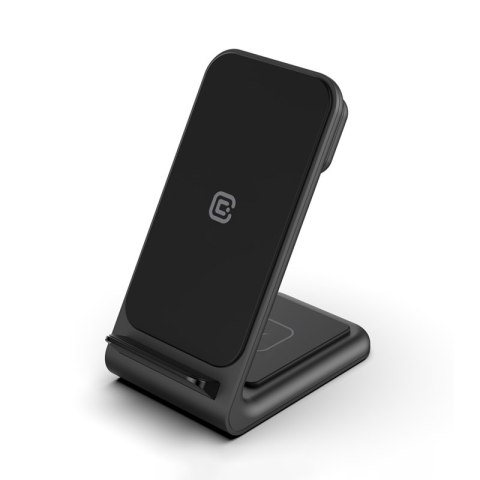 Crong PowerSpot Pivot Stand - Ładowarka bezprzewodowa 3w1 do Samsung & Android, Galaxy Watch i słuchawek TWS (czarny)