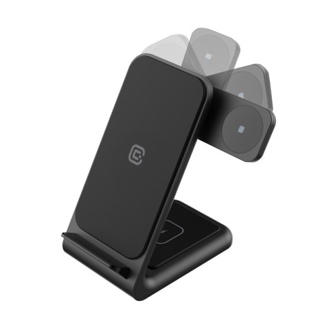 Crong PowerSpot Pivot Stand - Ładowarka bezprzewodowa 3w1 do Samsung & Android, Galaxy Watch i słuchawek TWS (czarny)