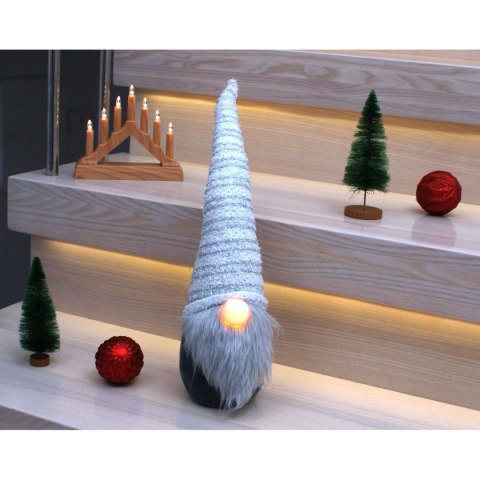 Skrzat z długą białą czapką 10x9x42CM i świecącym noskiem LED