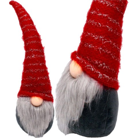 Skrzat z długą czerwoną czapką 10x9x42CM ze świecącym noskiem