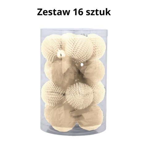 Zestaw 16 Eleganckich Bombek Kamai Christmas Decoration® o Średnicy 4 cm - Kolor Szampański