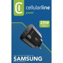 Cellularline - Ładowarka sieciowa USB-C Super Fast Charger 25W (Designed for Samsung) (czarny)