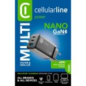 Cellularline Multipower Micro GaN - Ładowarka sieciowa 2x USB-C & USB-A Power Delivery 65W (czarny)