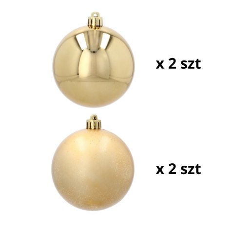 EKSKLUZYWNY ZESTAW 4 BOMBEK CHOINKOWYCH 8 CM - ZŁOTY