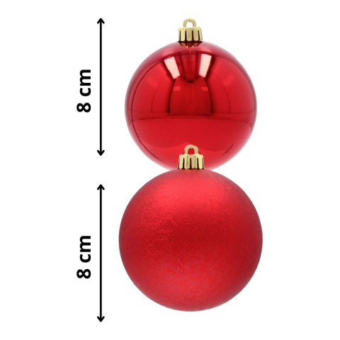 EKSKLUZYWNY ZESTAW 6 BOMBEK CHOINKOWYCH 8 CM - CZERWONY