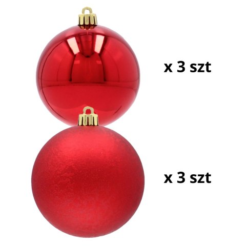 EKSKLUZYWNY ZESTAW 6 BOMBEK CHOINKOWYCH 8 CM - CZERWONY