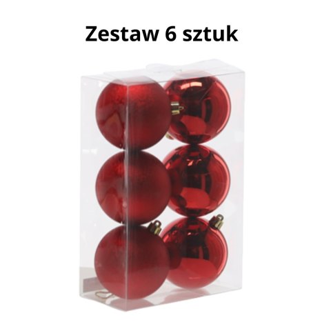 EKSKLUZYWNY ZESTAW 6 BOMBEK CHOINKOWYCH 8 CM - CZERWONY