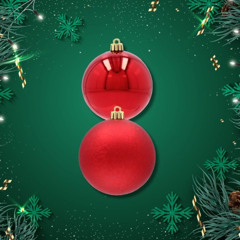 EKSKLUZYWNY ZESTAW 6 BOMBEK CHOINKOWYCH 8 CM - CZERWONY