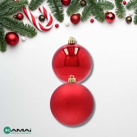 EKSKLUZYWNY ZESTAW 6 BOMBEK CHOINKOWYCH 8 CM - CZERWONY