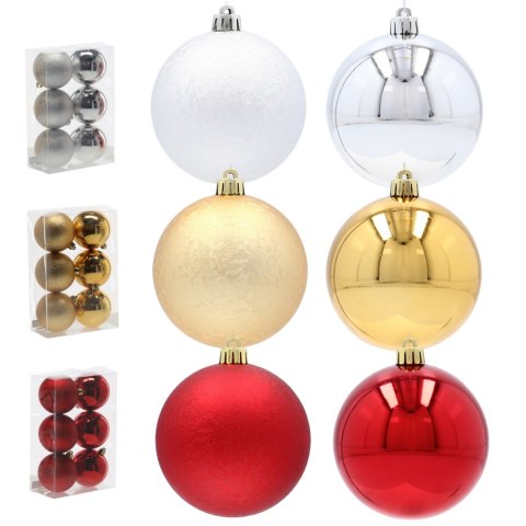 EKSKLUZYWNY ZESTAW 6 BOMBEK CHOINKOWYCH 8 CM - CZERWONY