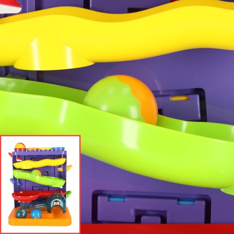 Tor kulkowy interaktywny kulodrom wbijak kulek z młoteczkami 3w1 pingwin + autko