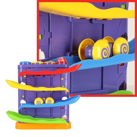 Tor kulkowy interaktywny kulodrom wbijak kulek z młoteczkami 3w1 pingwin + autko