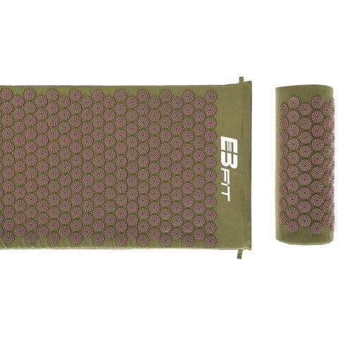 MATA Z PODUSZKĄ DO AKUPRESURY JOGI MASAŻU ZIELONO-BRĄZOWA 67x42x2CM EB FIT