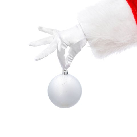 EKSKLUZYWNY ZESTAW 4 BOMBEK CHOINKOWYCH 8 CM - SREBRNY