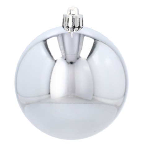 EKSKLUZYWNY ZESTAW 4 BOMBEK CHOINKOWYCH 8 CM - SREBRNY