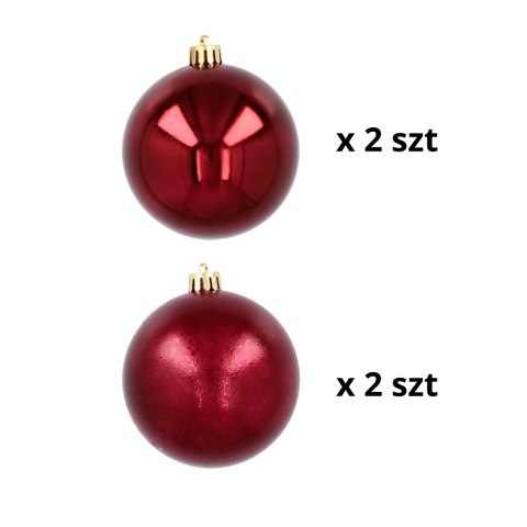 Ekskluzywna Bombka Choinkowa od Kamai Christmas Decoration - Kolor Burgund, Komplet 4 Sztuk