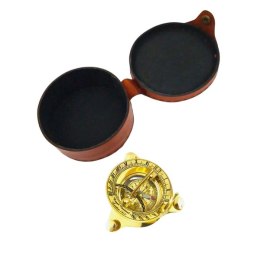 Mosiężny kompas i zegar słoneczny w skórzanym etui - SUN023F