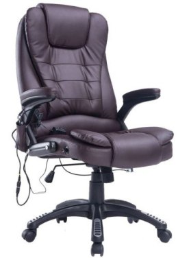 Fotel biurowy skóra eko z masażem brązowy